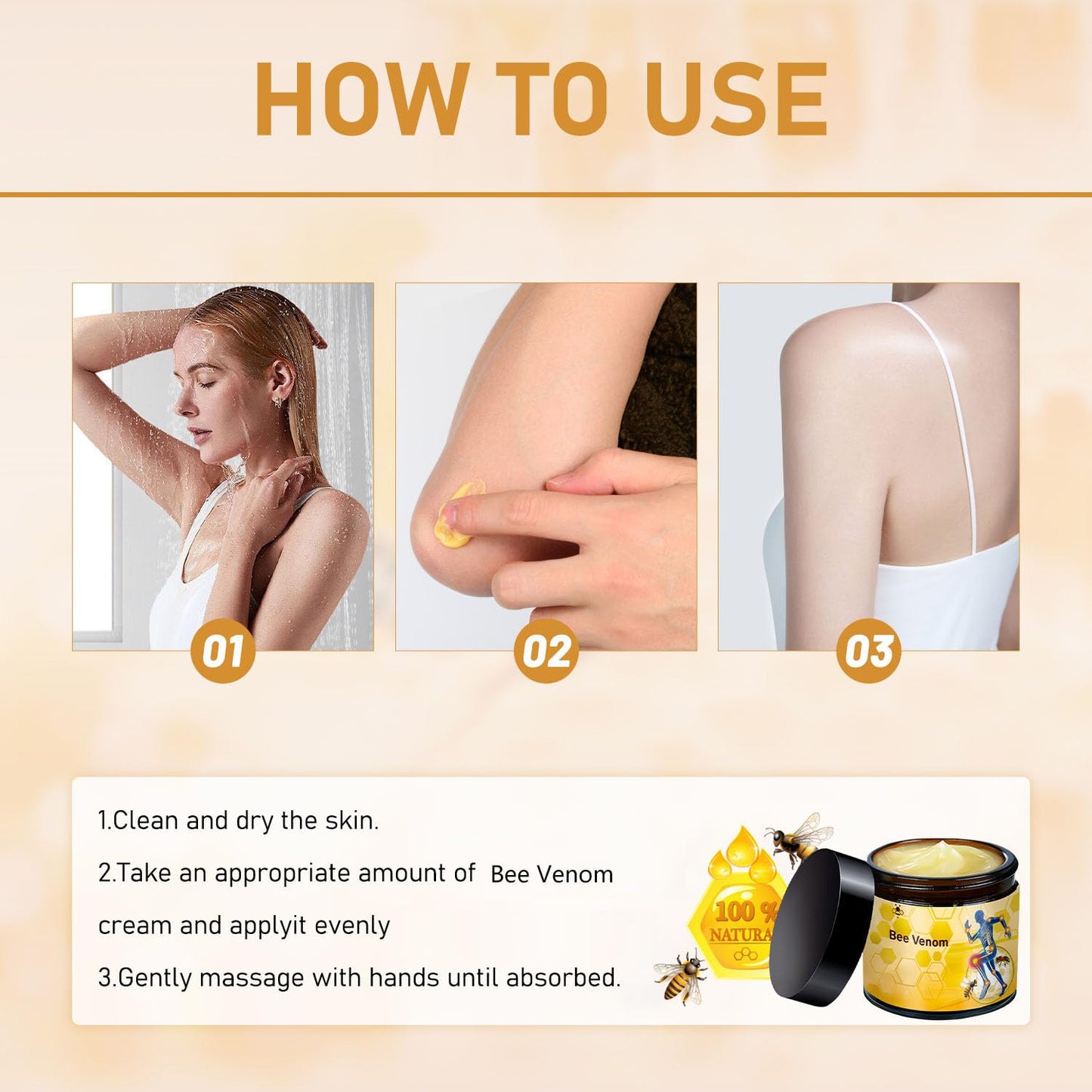 2 Pcs Bee Venom-Relief Cream, Professional Bee Venom Cream, Natural Joint Relief Gel, for Neck, Waist, Back Hand Feet and Leg YIVANNUOBuy Supplements Australia