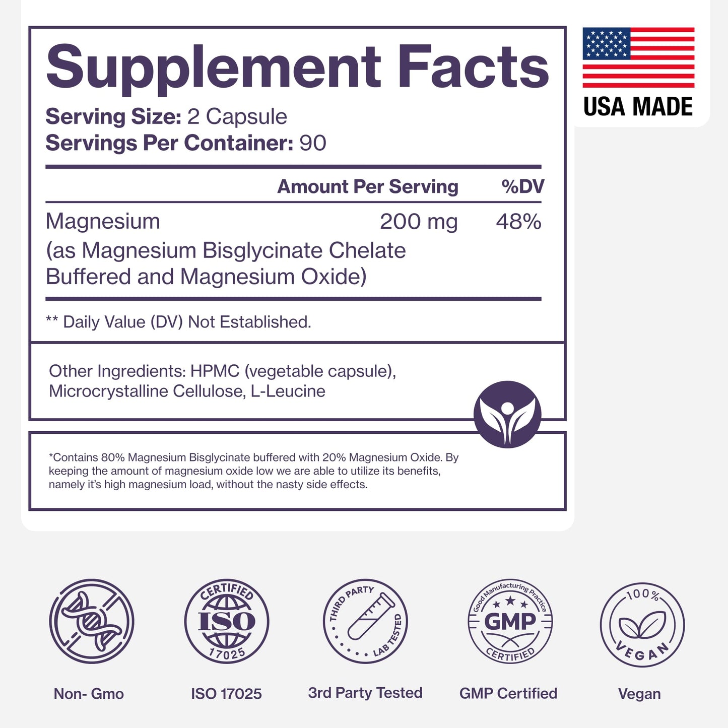Pure Magnesium Glycinate Supplement – Highly Absorbable Chelated Magnesium to Support Sleep, Muscle & Nerve Health, Energy, Relaxation & Bone Health