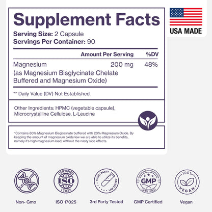Pure Magnesium Glycinate Supplement – Highly Absorbable Chelated Magnesium to Support Sleep, Muscle & Nerve Health, Energy, Relaxation & Bone Health