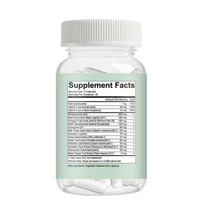 C15:0 Pentadecanoic Acid Supplement with Omega-3, CoQ10, NAD+, Vitamins, Essential Acids for Longevity Supplement, Liver Health, Energy Support - 60 ct CAUDANBuy Supplements Australia