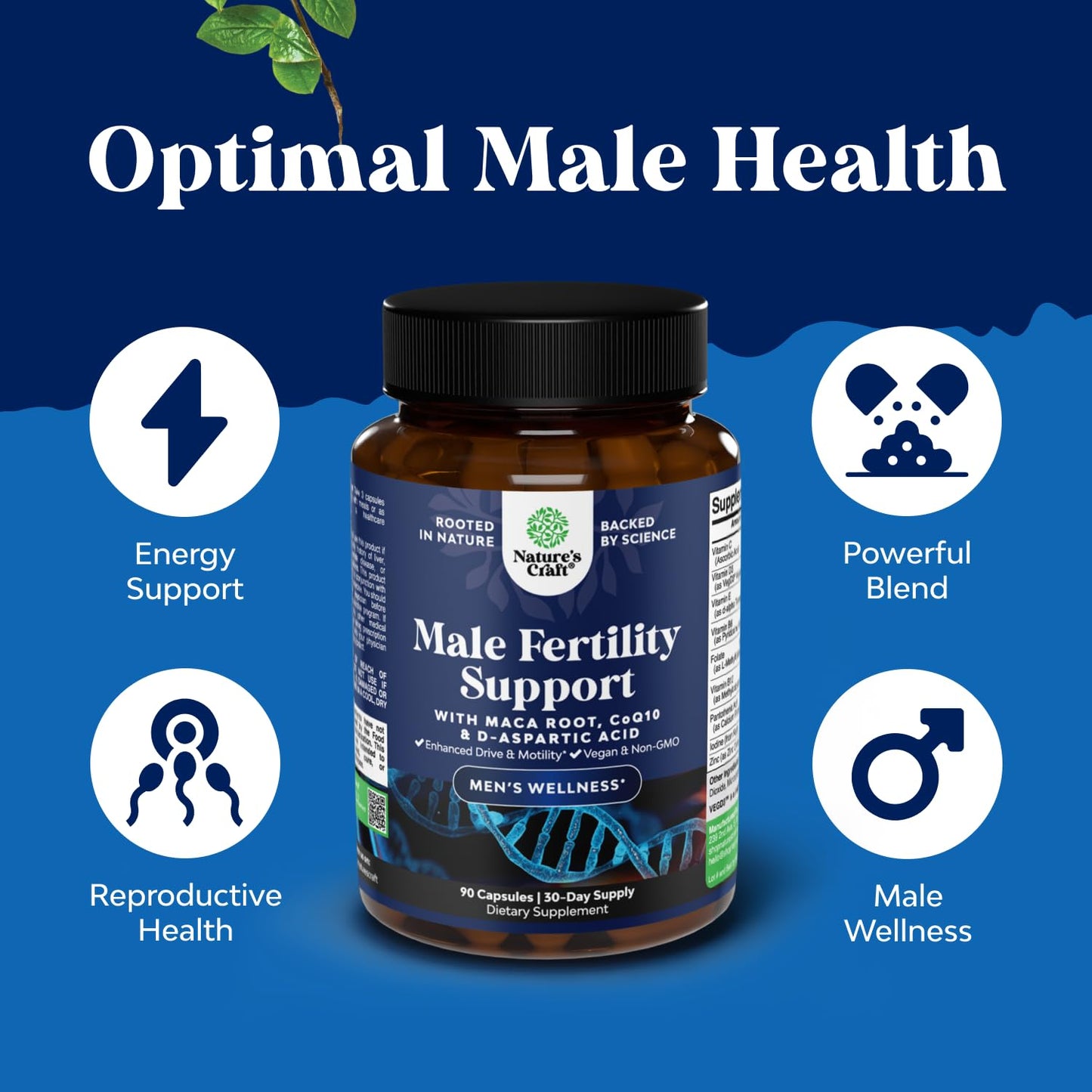 Pre Conception Male Fertility Supplement - Semen Volume Booster with CoQ10, Maca Root,