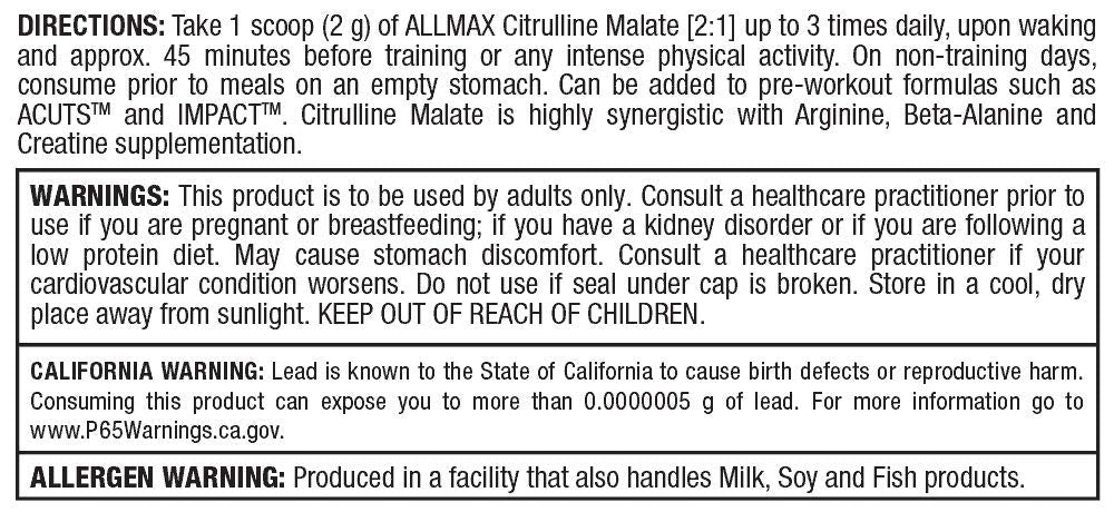ALLMAX Essentials CITRULLINE MALATE 2:1 - 300 g Powder - Improves Endurance ALLMAX NutritionBuy Supplements Australia