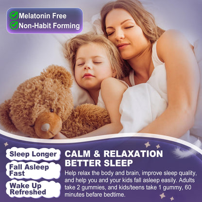 Magnesium Glycinate Gummies 500mg/250mg for Adults Kids Teens, Sugar Free Magnesium Calm Sleep Aid, Kids Sleep Gummies with L-Theanine Glycine B6 for Sleep, Calm, Muscle,Relax Brain,No Melatonin,2Pack ELLAMENTZBuy Supplements Australia