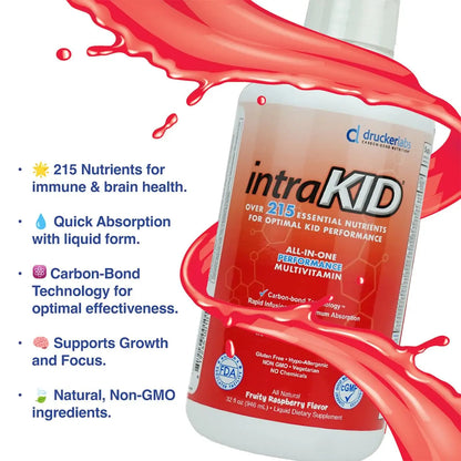 intraKID Drucker Labs Organic Liquid Multivitamin for Kids, Immune Support, Non GMO, Dairy Free, Gluten Free, Magnesium, Vitamin A,C,E, Zinc intraKIDBuy Supplements Australia