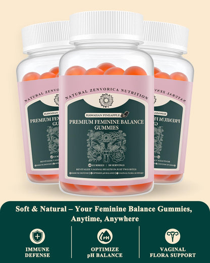 Zenvorica Premium Feminine Balance Gummies for Women - Hawaiian Pineapple pH Balance Probiotic Gummies for Odor and Flora Wellness, Immune Support, Vegan, 60 Count ZenvoricaBuy Supplements Australia