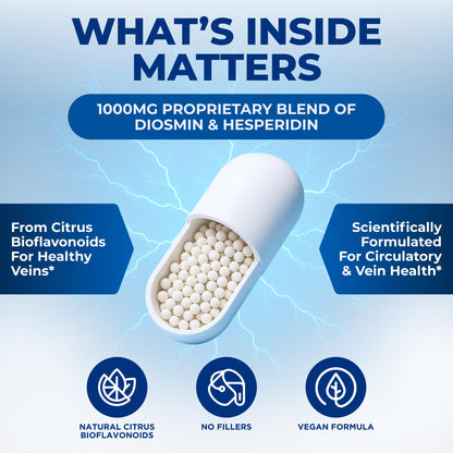 We Like Vitamins Diosmin Hesperidin 1000mg – 180 Capsules – 90 Day Supply - Diosmin and Hesperidin Supplement – Helps to Support Healthy Circulation,