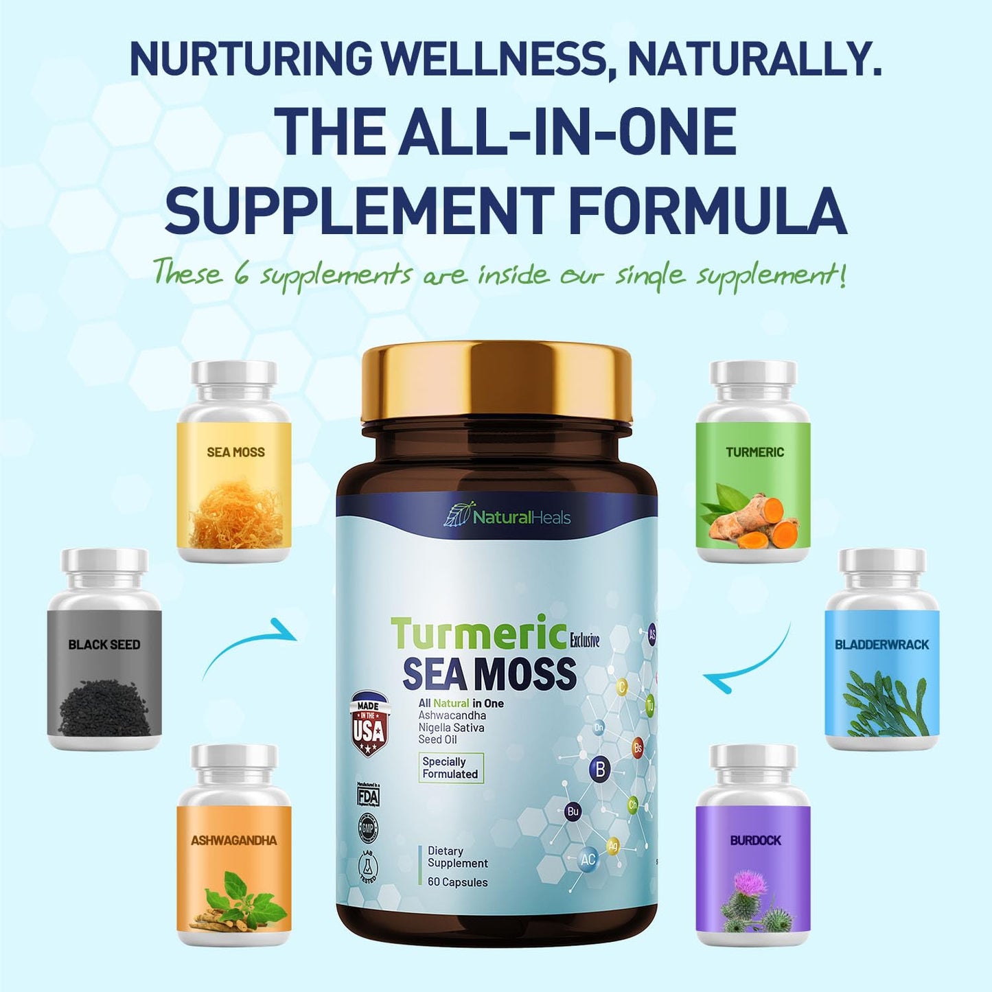 Natural Heals Sea Moss 3000mg: Black Seed Oil 2000mg Ashwagandha 1000mg Turmeric Natural HealsBuy Supplements Australia