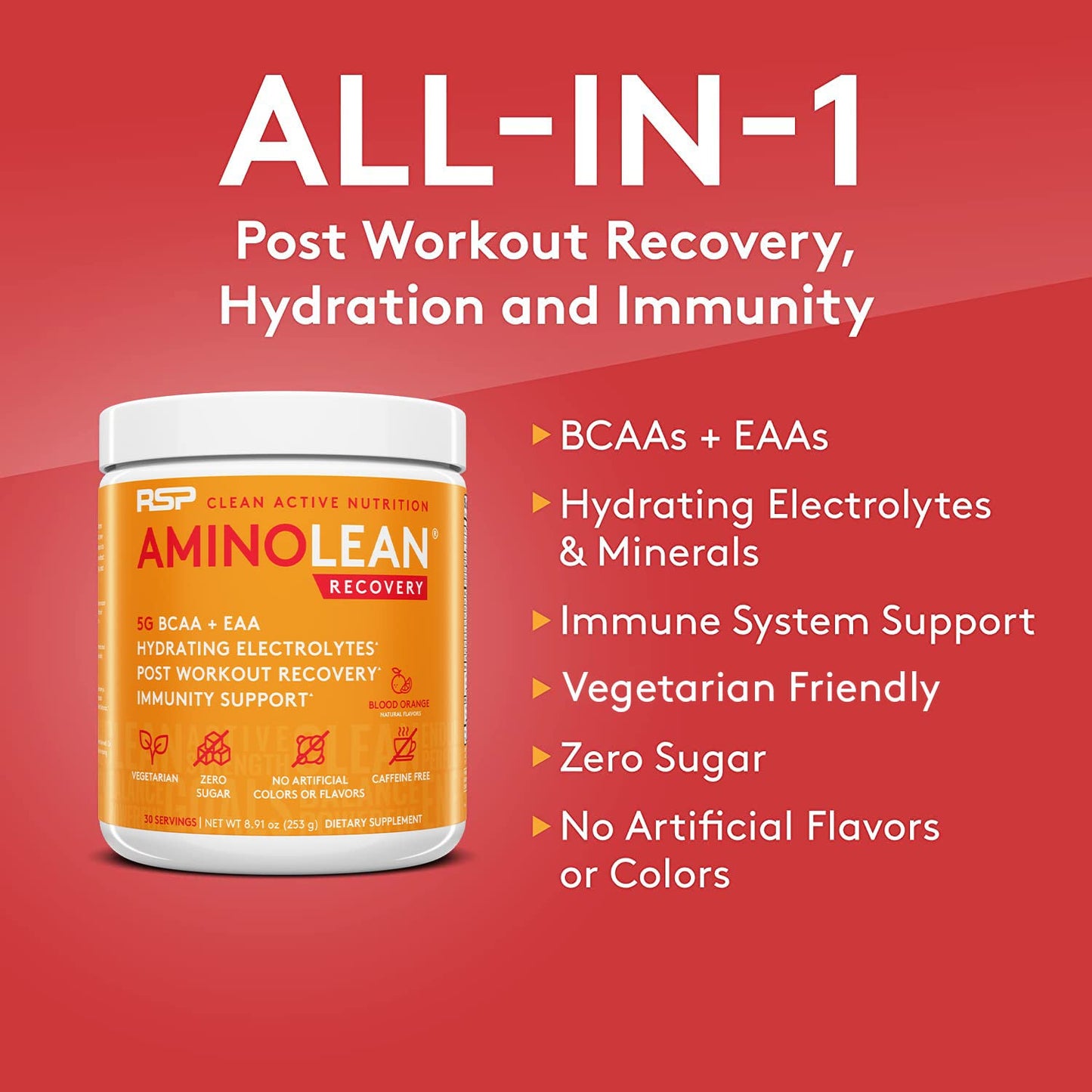 RSP AminoLean Recovery - Post Workout BCAAs Amino Acids Supplement + Electrolytes RSP NUTRITIONBuy Supplements Australia