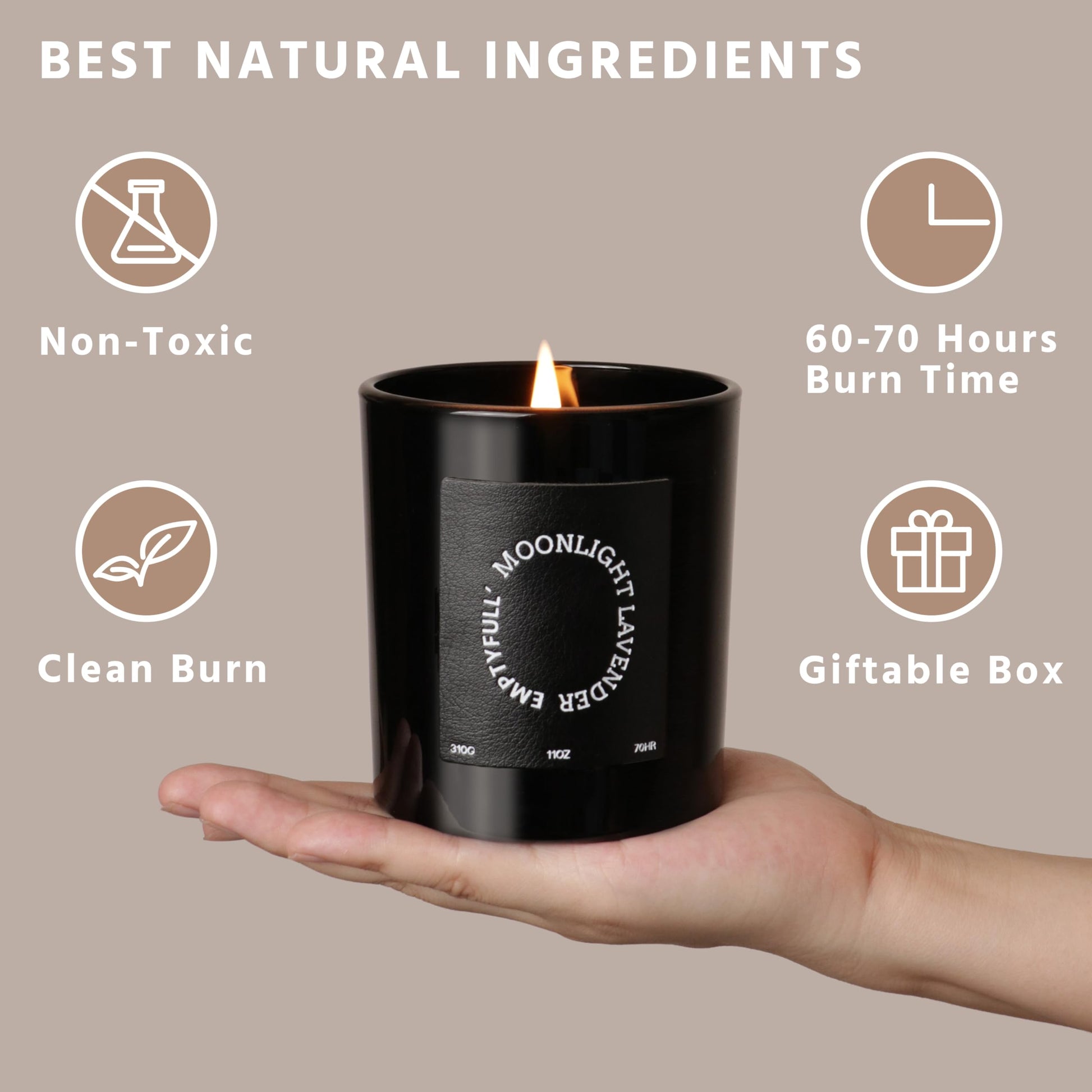 EMPTYFULL Lavender Scented Candles, Wood Wick, 11 oz Large Candle, Natural Soy Candles EmptyfullBuy Supplements Australia