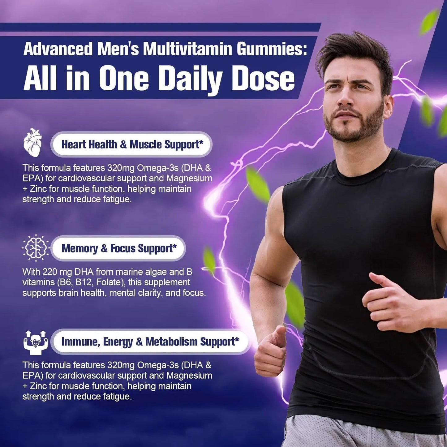 Multivitamin for Men, Mens Multivitamins Gummies w/Omega-3, Probiotics, Inositol, Folate, Biotin, Zinc, Vitamins A, C, D, E, B MigcopatBuy Supplements Australia