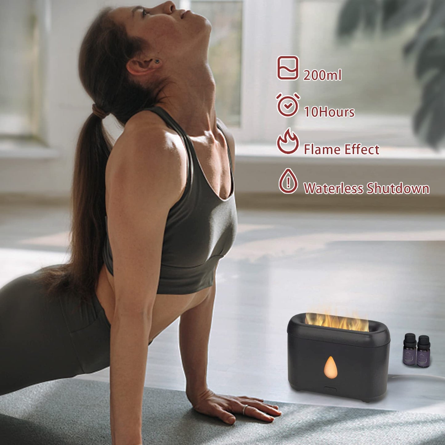 200ml Compact Small Flame Diffuser for Essential Oil (Black) PhimuezlBuy Supplements Australia