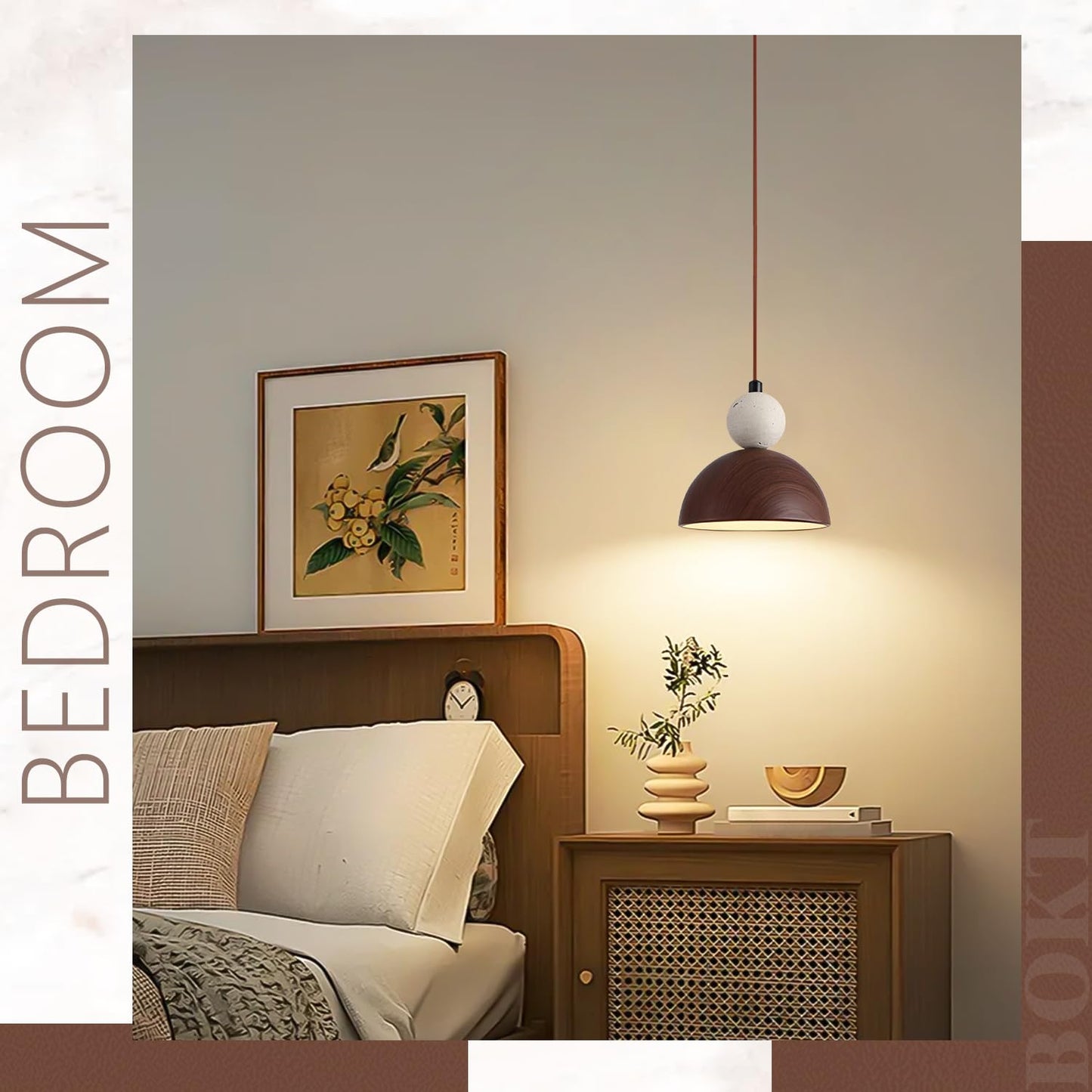 BOKT Wabi Sabi Pendant Light Nordic LED Ceiling Hanging Light Modern Natural Stone Pendant Light Adjustable Dimmable Walnut Mini Chandelier for Dining Room Living Room BOKTBuy Supplements Australia