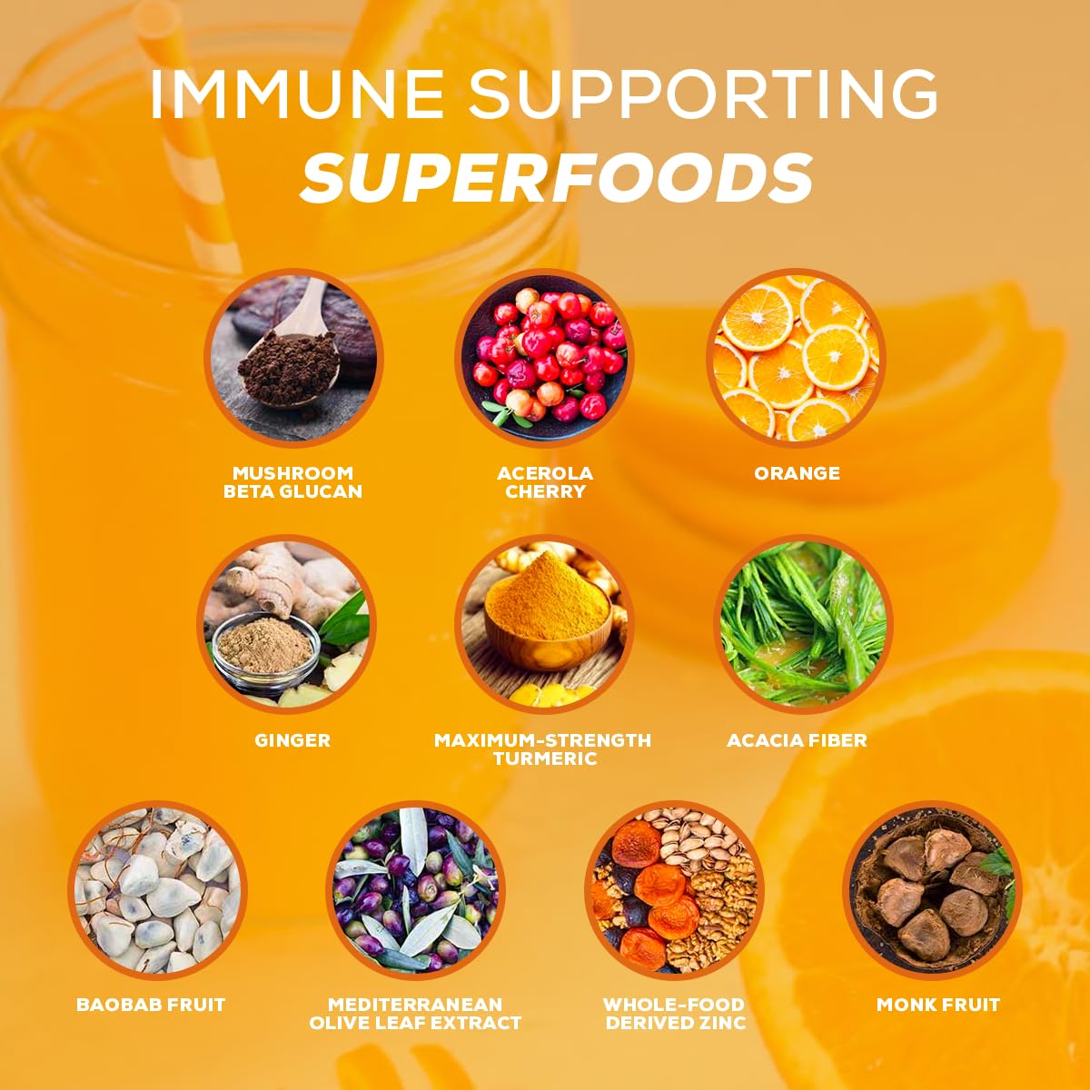 Organifi Immunity - Organic Superfood Immunity Support - 15 Single Serve Packets - Immunity Powder for T Cell Production and Upper Respiratory Health - Mushroom Beta Glucans, Vitamin C, D and Zinc OrganifiBuy Supplements Australia