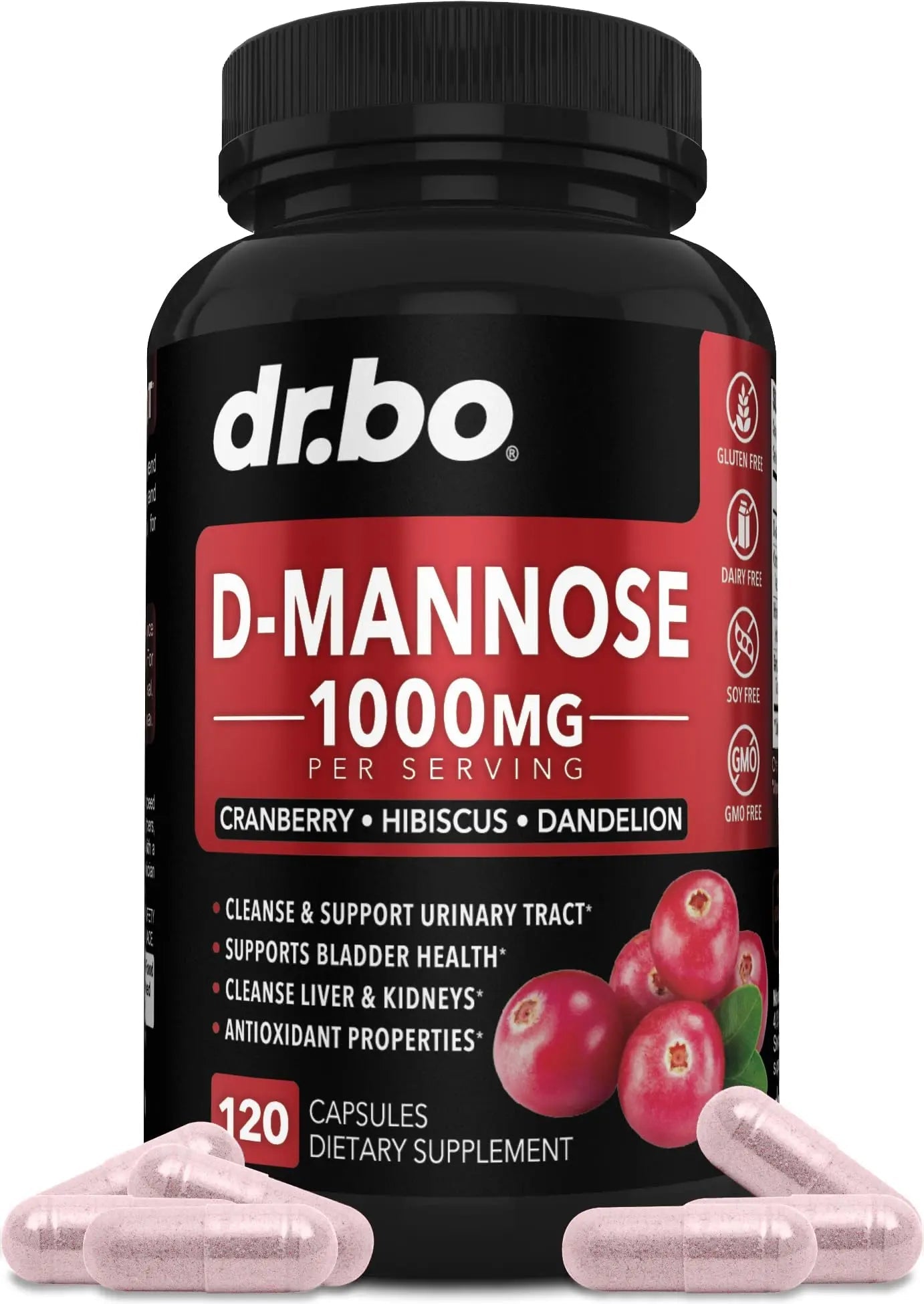 D Mannose Supplements for Women Pills - Natural D-Mannose 500mg Capsules, Cranberry DMannose Pills 1000mg Per Serving - Bladder Flush & Urinary Tract Cleanse Health Supplement - 120 Veg Capsules DR. BOBuy Supplements Australia