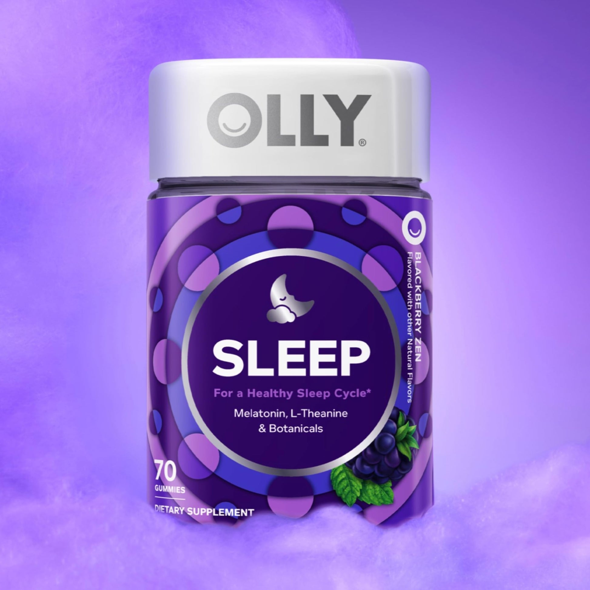 OLLY Sleep Gummy, 3 mg Melatonin, L-Theanine, Chamomile, Lemon Balm, Sleep Aid, Blackberry - 70 Count OLLYBuy Supplements Australia
