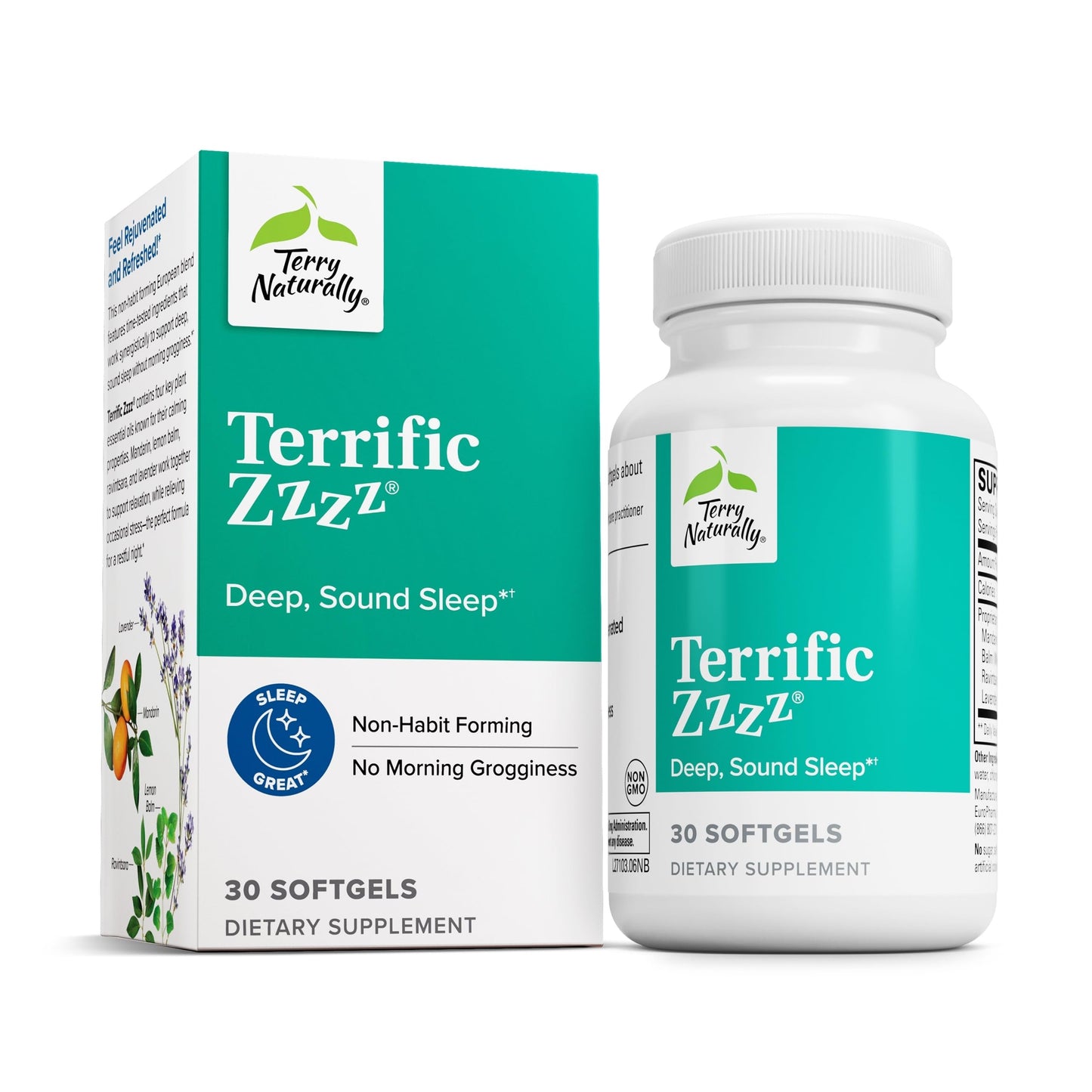 Terry Naturally Terrific Zzzz - Sleep Supplement for Adults - Dietary Supplement with Mandarin, Lemon Balm & Lavender - Non-GMO Relaxation & Sleep Relief Aid - 30 Softgels Terry NaturallyBuy Supplements Australia