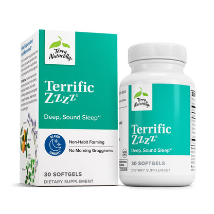 Terry Naturally Terrific Zzzz - Sleep Supplement for Adults - Dietary Supplement with Mandarin, Lemon Balm & Lavender - Non-GMO Relaxation & Sleep Relief Aid - 30 Softgels Terry NaturallyBuy Supplements Australia