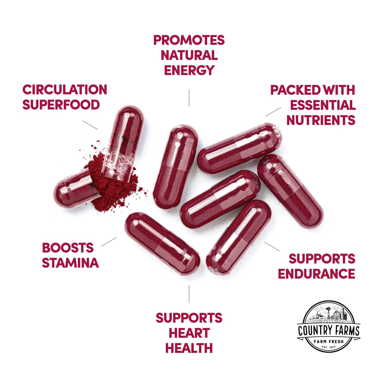 COUNTRY FARMS Bountiful Beets Root Capsules, Wholefood Beet Extract Superfood COUNTRY FARMSBuy Supplements Australia