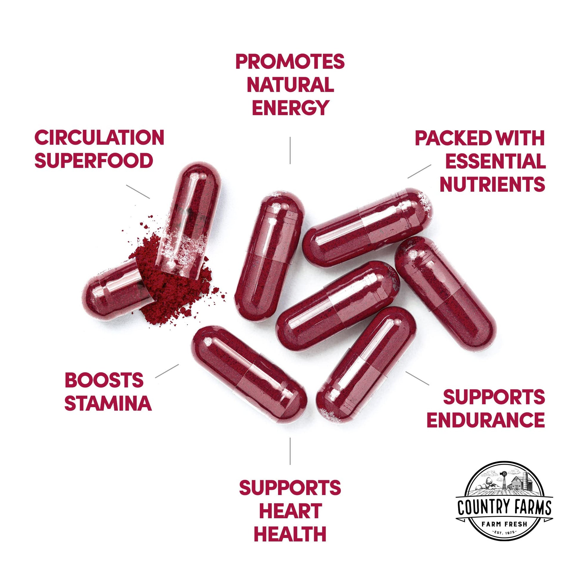 COUNTRY FARMS Bountiful Beets Root Capsules, Wholefood Beet Extract Superfood COUNTRY FARMSBuy Supplements Australia