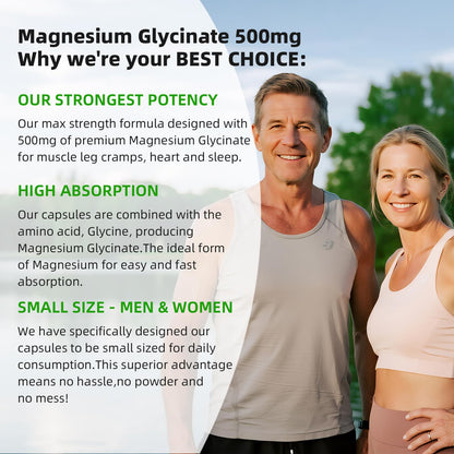 Magnesium Glycinate 500mg Softgels Supplement, Small Easy to Swallow Magnesium Gelcaps High Absorption for Night Leg&Sleep Support, Muscle&Bone, Calm, Non GMO, 120 Gelcaps, 60 Day Supply AlliwiseBuy Supplements Australia