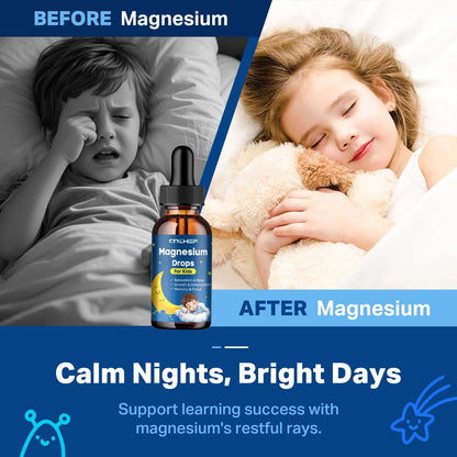 Magnesium Drops - Magnesium Glycinate Liquid Drops for Kids - Calm, Sleep, Relaxation, Bones, Brain Support with Vitamin B6, C, D3, Omega-3, L-Theanine, Zinc, Multivitamins - Strawberry Flavor 2 Fl Oz CNCHEFBuy Supplements Australia