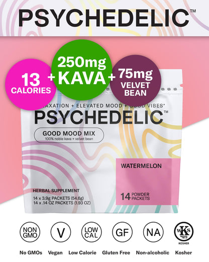 Good Mood Mix - Watermelon - Powder Packets - Calming Kava Drink Mix - Easy Open Psychedelic WaterBuy Supplements Australia