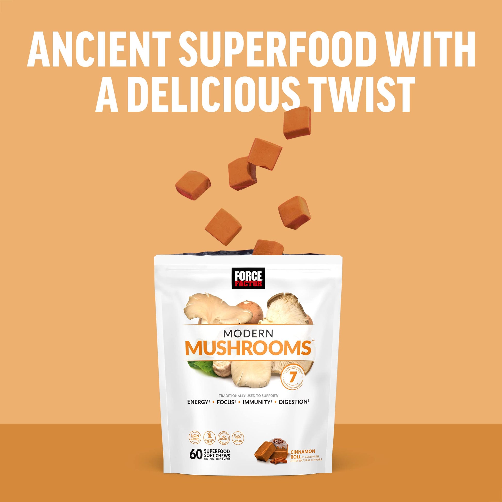 FORCE FACTOR Modern Mushrooms Soft Chews, Mushroom Supplement with Lions Mane Force FactorBuy Supplements Australia