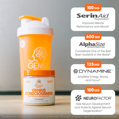 Genius Consciousness, Super Nootropic Brain Supplement Powder, Watermelon The Genius BrandBuy Supplements Australia