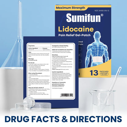 Sumifun XL Lidocaine Patches for Pain Relief, 4% Lidocaine Maximum Strength OTC, Extra Large 4.72"x7.87" for Full Back Pain Patches & Large Areas (Extra Large, Count, 13) SumifunBuy Supplements Australia