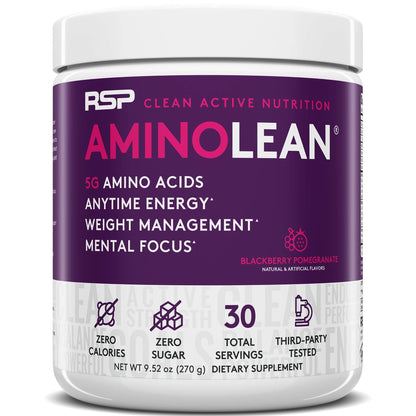 RSP NUTRITION AminoLean Pre Workout Energy (BlackBerry Pomegranate 30 Servings) with AminoLean Recovery Post Workout Boost (Tropical Island Punch 30 Servings)