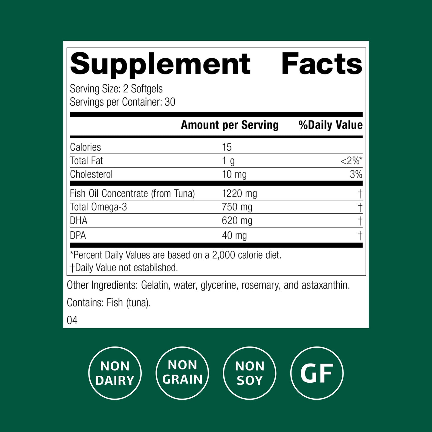 Standard Process Olprima DHA - Omega-3 Supplement for Heart & Brain Health - Gluten-Free, Non-Dairy & Non-Soy - 60 Softgels (30 Servings) Standard Process Inc.Buy Supplements Australia