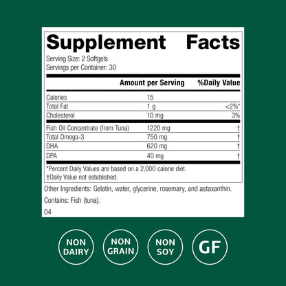 Standard Process Olprima DHA - Omega-3 Supplement for Heart & Brain Health - Gluten-Free, Non-Dairy & Non-Soy - 60 Softgels (30 Servings) Standard Process Inc.Buy Supplements Australia