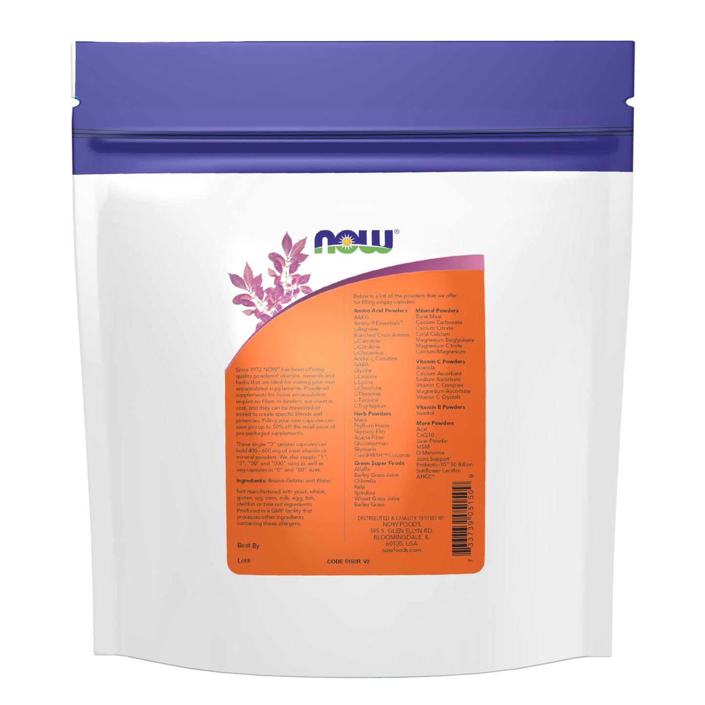 NOW Foods Supplements, Empty Gelatin Capsules, Single "0", Bovine Sourced, Filled by Weight, 1,000 Gel Capsules NOW FoodsBuy Supplements Australia