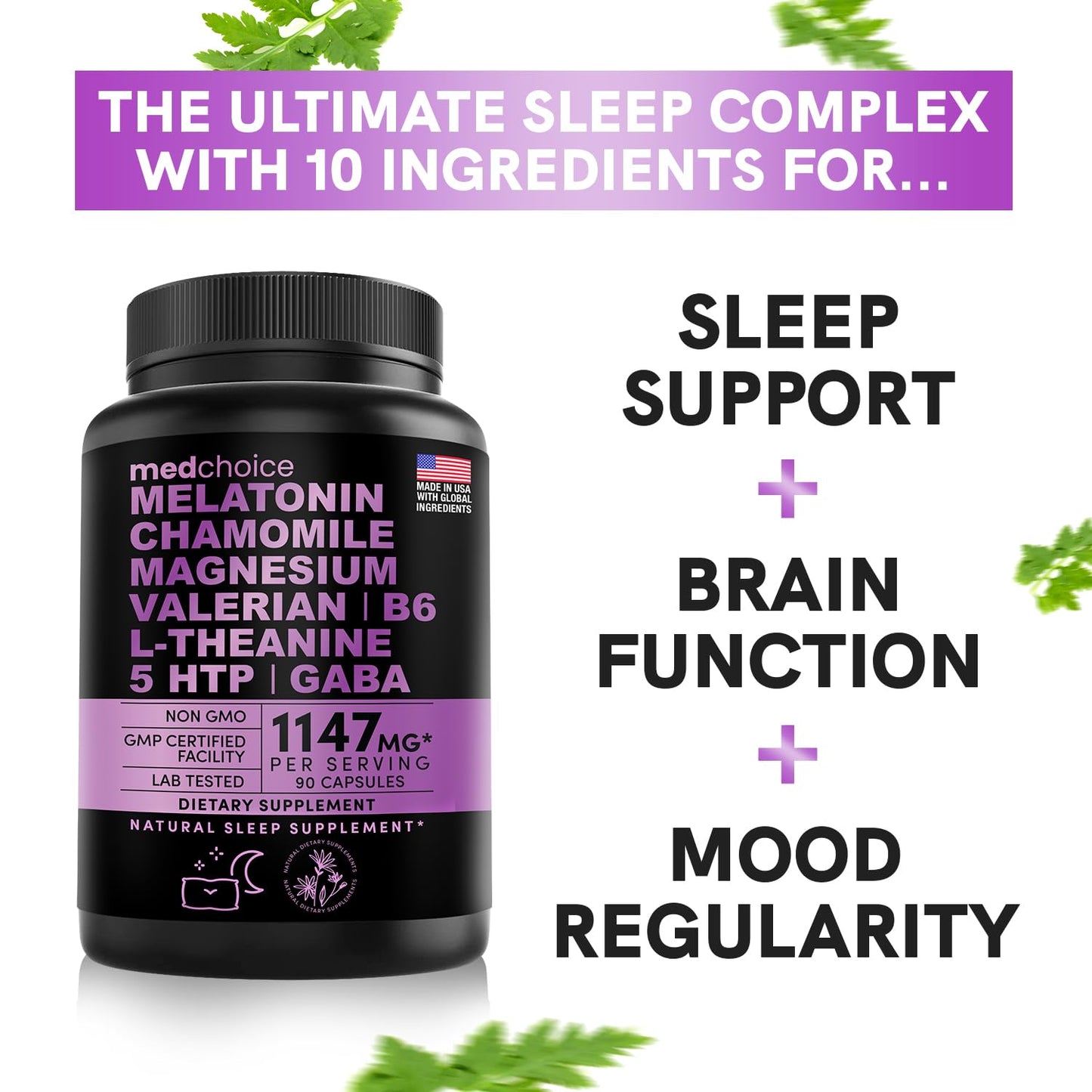 10-in-1 Melatonin Capsules - Melatonin 5mg Natural Sleep Aid for Adults MEDCHOICEBuy Supplements Australia