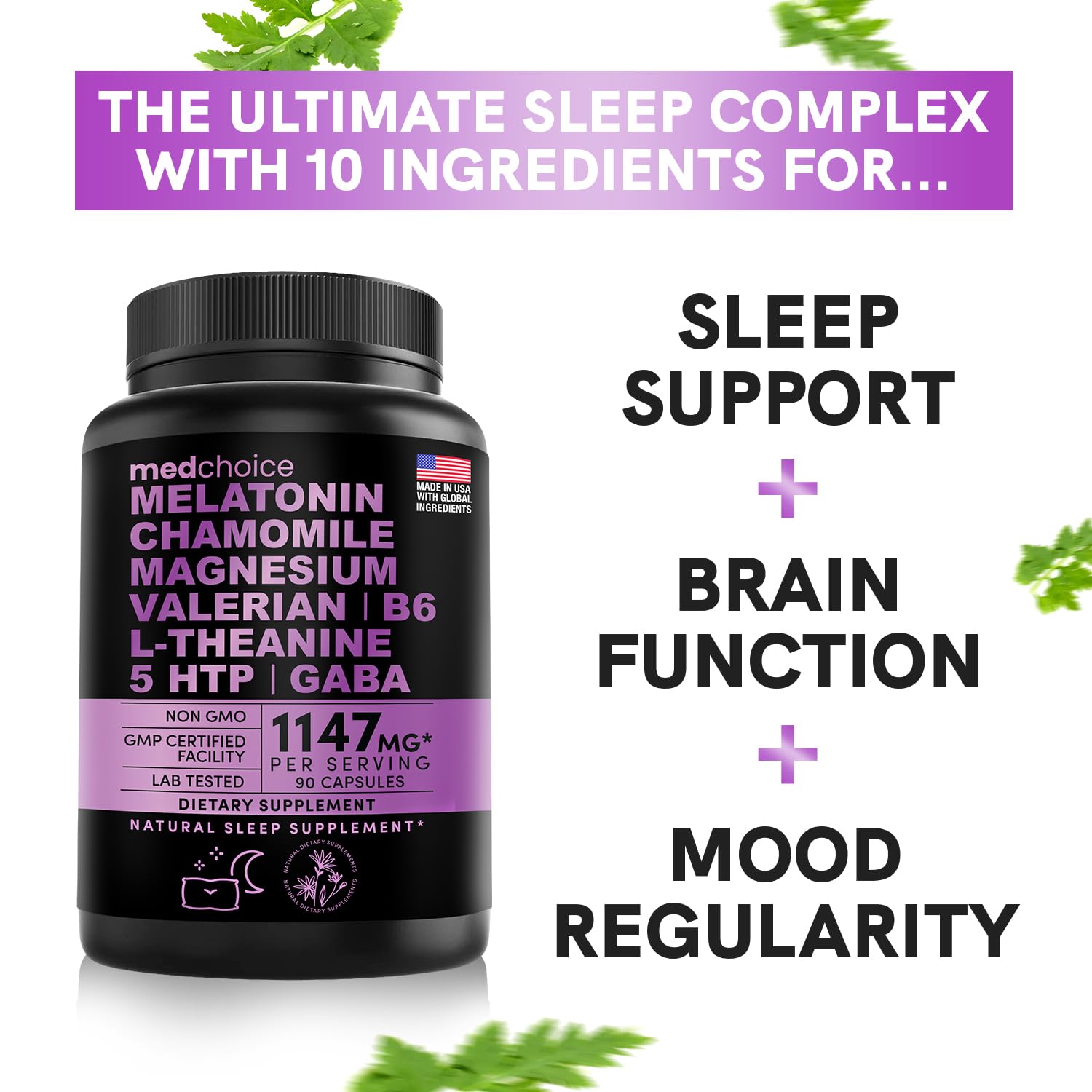 10-in-1 Melatonin Capsules - Melatonin 5mg Natural Sleep Aid for Adults MEDCHOICEBuy Supplements Australia