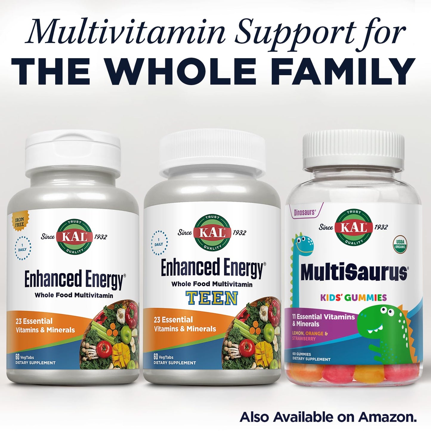 KAL Enhanced Energy Supplements, Whole Food Chewable Multivitamin with Iron, 3 Daily, 23 Essential Vitamins and Minerals, Super Foods, Enzymes, Mango Pineapple Flavor, 60-Day Guarantee, 20 Serv, 60ct KALBuy Supplements Australia