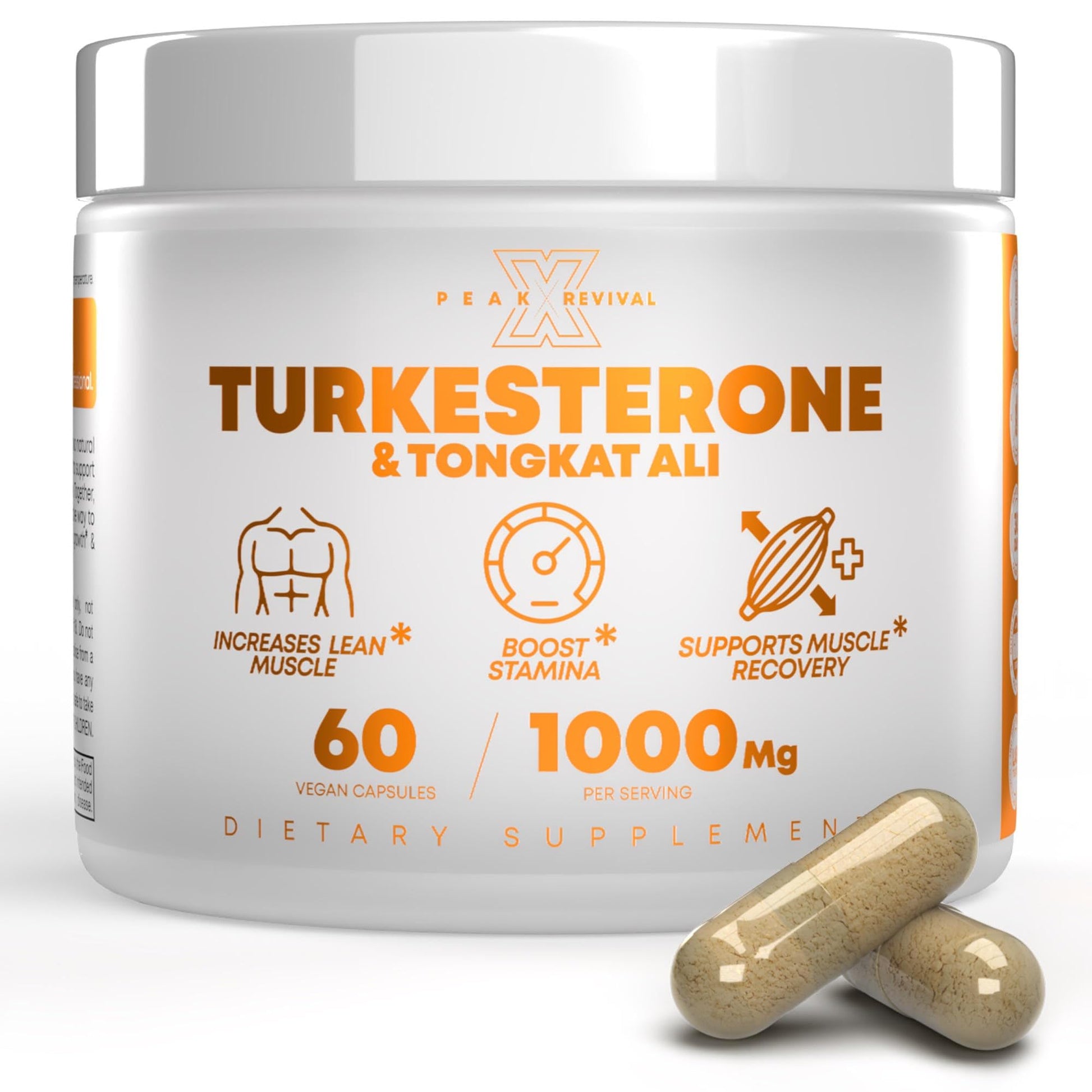 Peak Revival-X Turkesterone & Tongkat Ali 1000mg Supplement - 500mg Ajuga Turkestanica Per Serving Increase Stamina, Lean Muscle Growth & Recovery - Made in The USA (60 Capsules) Peak Revival-XBuy Supplements Australia