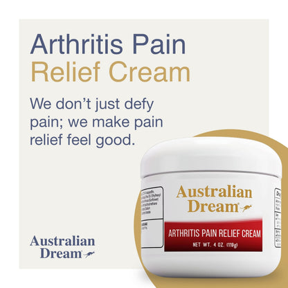 Australian Dream Arthritis Pain Relief Cream - Soothing & Non-Greasy - Powerful Topical Arthritis Pain Relief - Good for Muscle Aches or Joints - 4 oz Jar Australian DreamBuy Supplements Australia
