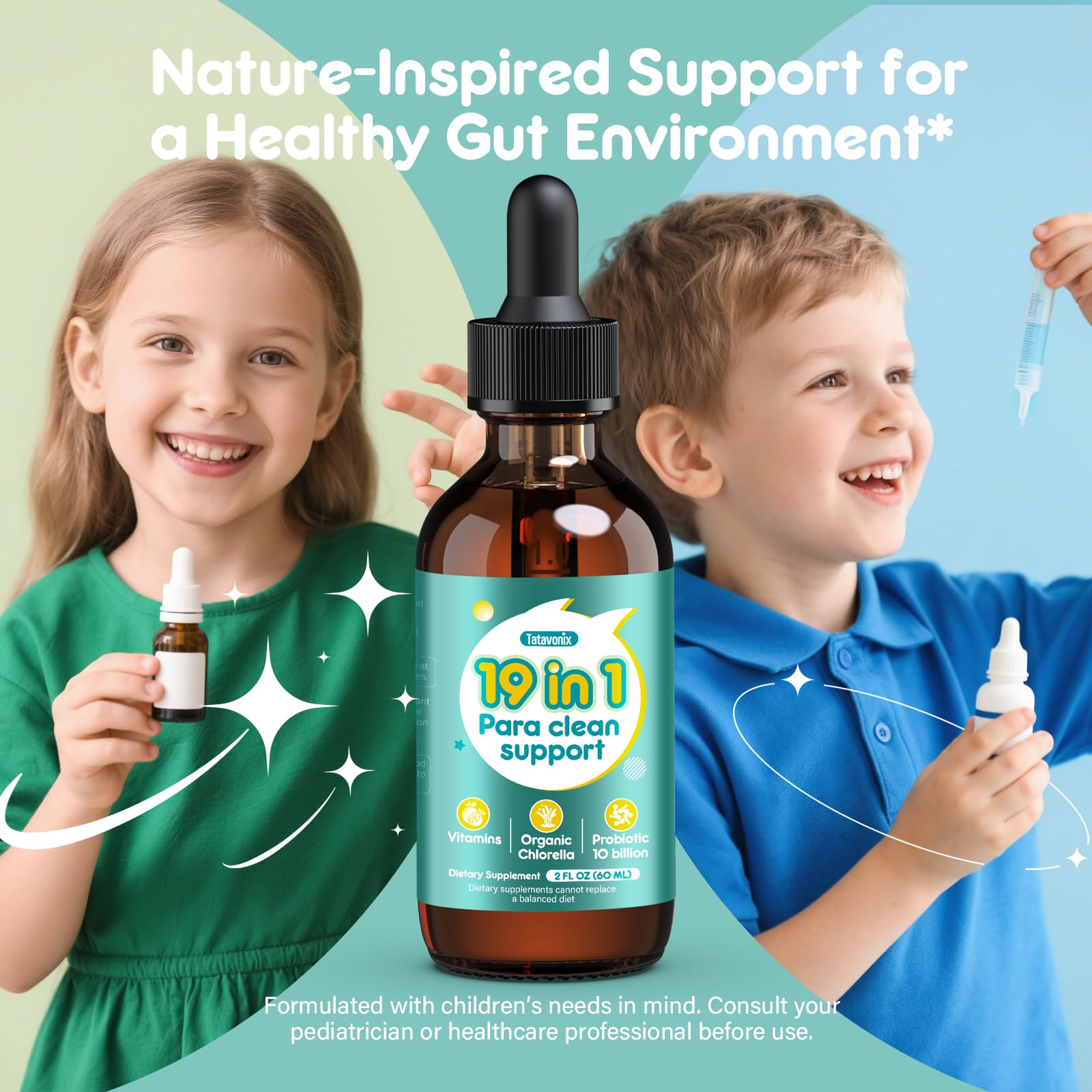 Tatavonix 19 in 1 Herbal Gut Cleanse Drops – Wormwood, Black Walnut, Chlorella 250mg, 10B Probiotics, Clove & Oregano – Liquid Detox Support for Adults & Kids, Alcohol-Free, 4oz TatavonixBuy Supplements Australia