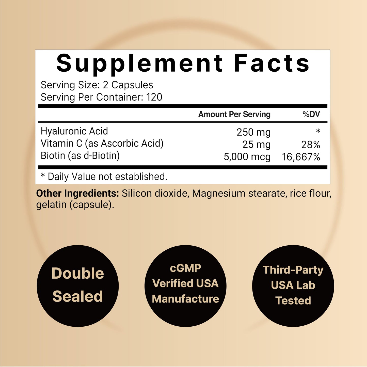 NatureBell Hyaluronic Acid Supplements 250mg | 240 Capsules, with Biotin 5000mcg NatureBellBuy Supplements Australia