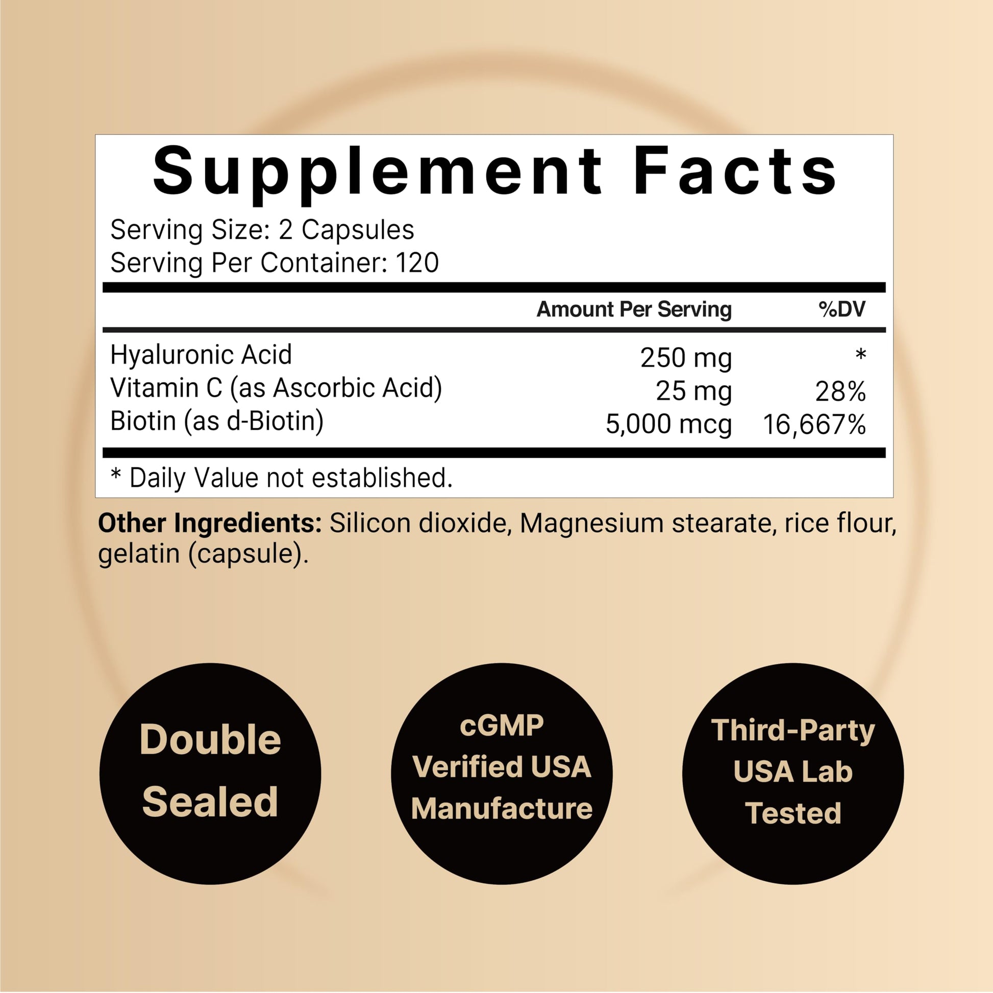 NatureBell Hyaluronic Acid Supplements 250mg | 240 Capsules, with Biotin 5000mcg NatureBellBuy Supplements Australia