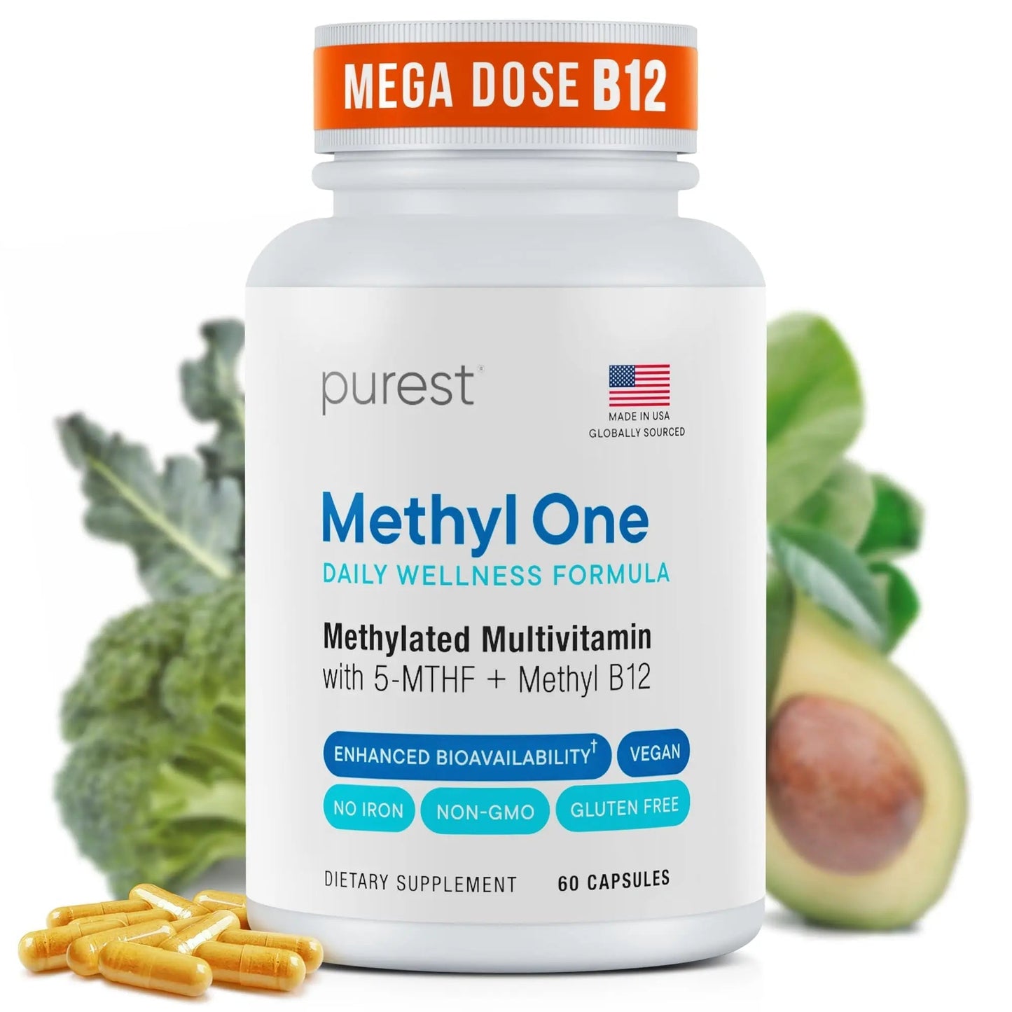 Purest® Methylated Multivitamin for Men & Women | Methylated B12 1000mcg, Biotin, B Complex with 600mcg Vitamin D, Vitamin C, E, A, Methylfolate | Super Natural Goods