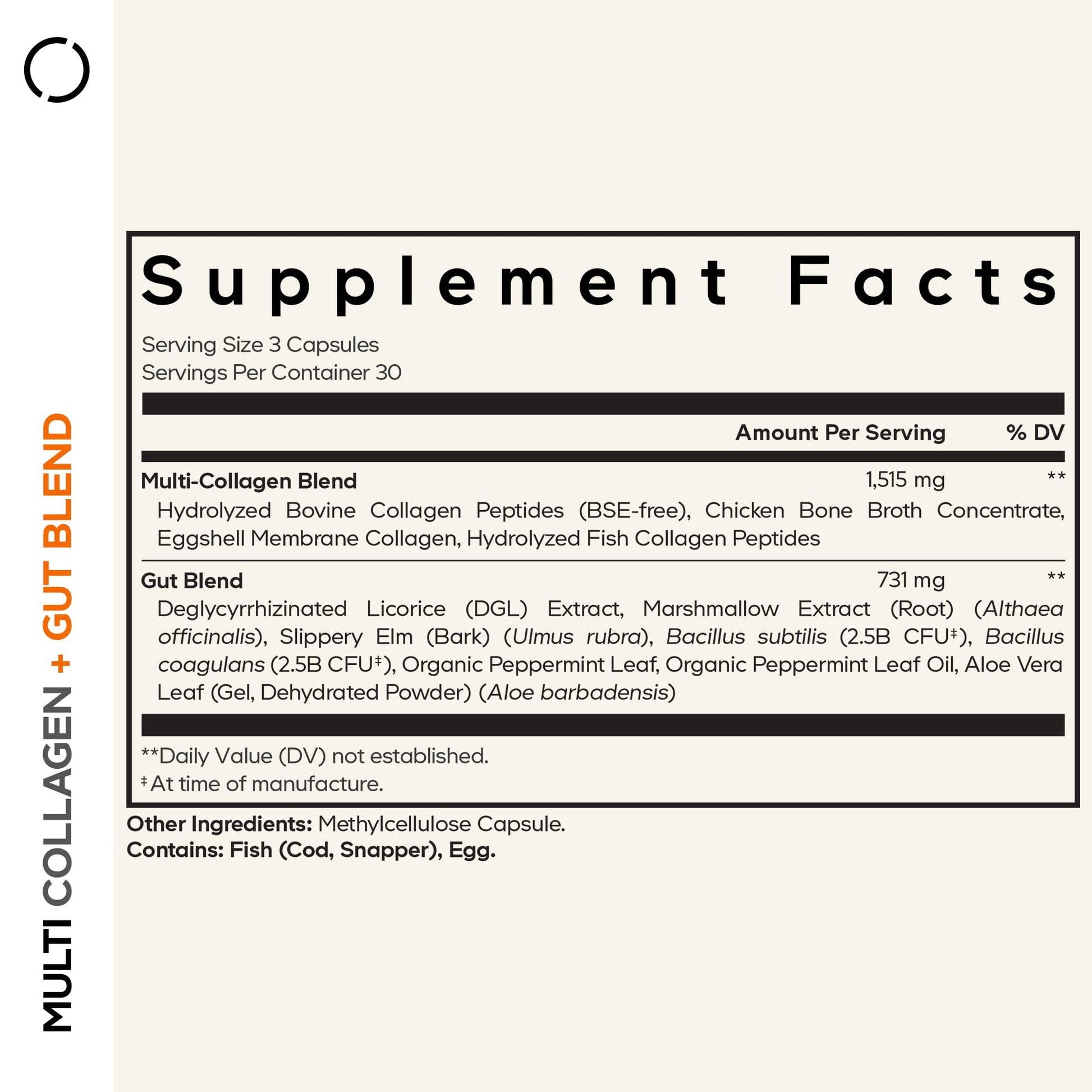 Codeage Multi Collagen + Gut Blend Supplement - Digestive Probiotics, DGL Licorice, Aloe Vera, Organic Peppermint Leaf, Slippery Elm - Hydrolyzed Bovine Collagen Pills - Non-GMO - 90 Capsules CodeageBuy Supplements Australia