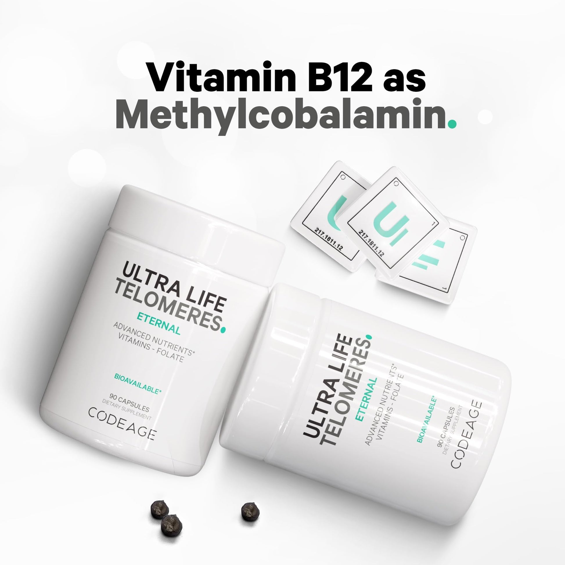 Codeage Ultra Life Telomeres Supplement - 5 MTHF Folate Vitamin B9, Vitamin B12 Methylcobalamin, Vitamin D3, L-Theanine, Ashwagandha - 3-Month Supply - DNA, Methylation Cycle - Non-GMO - 90 Capsules CodeageBuy Supplements Australia