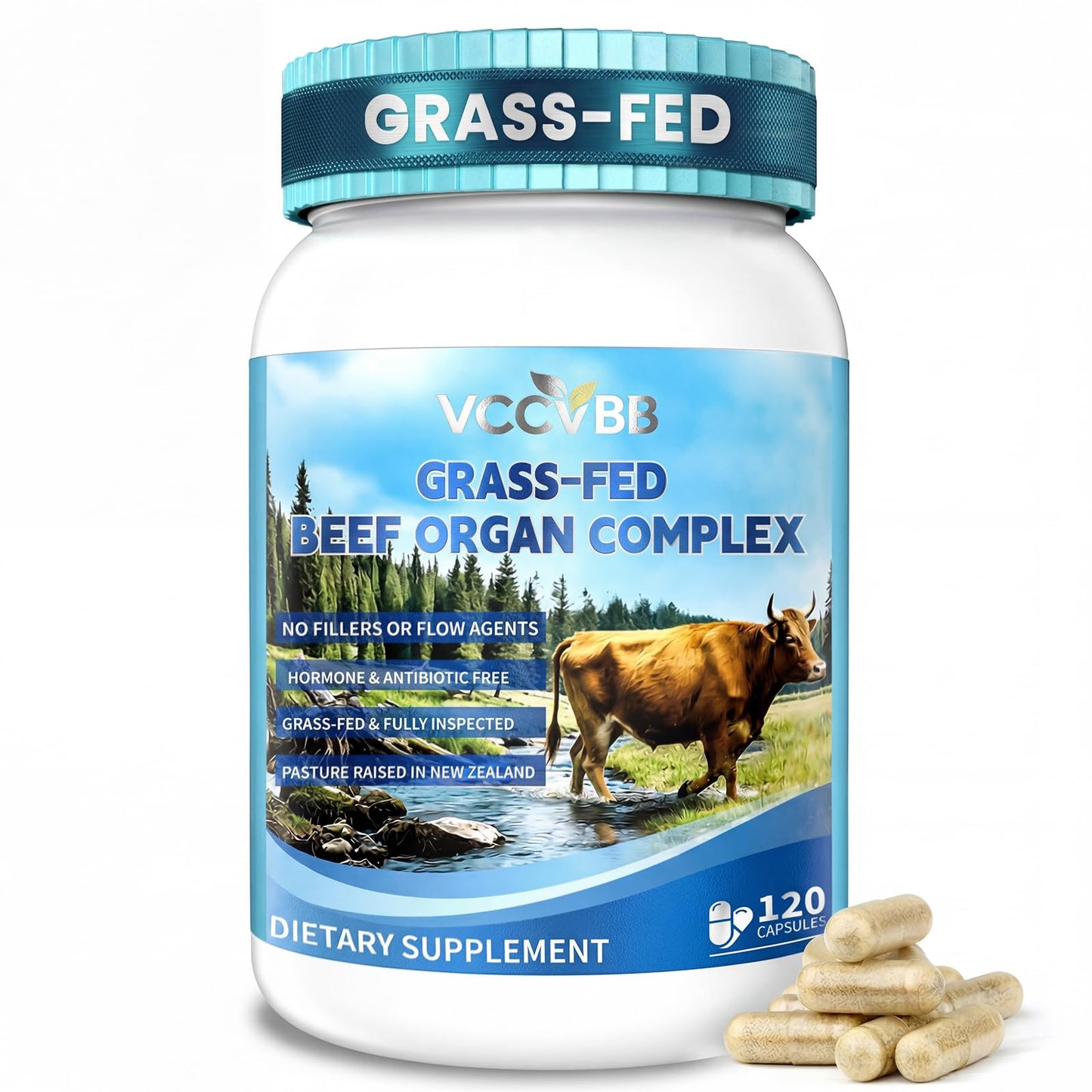VCCVBB Beef Organ Supplements for Women, Beef Liver, Kidney, Heart, Uterus Tissue, Hormonal Balance, Immune Support,Natural Iron Vitamins Supplements for Energy, Grass Fed Pasture Raised 120 Capsules VCCVBBBuy Supplements Australia