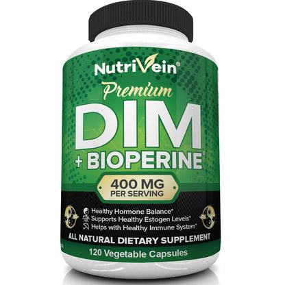 Nutrivein DIM Supplement 400mg Diindolylmethane Plus Bioperine - Maintain Hormone