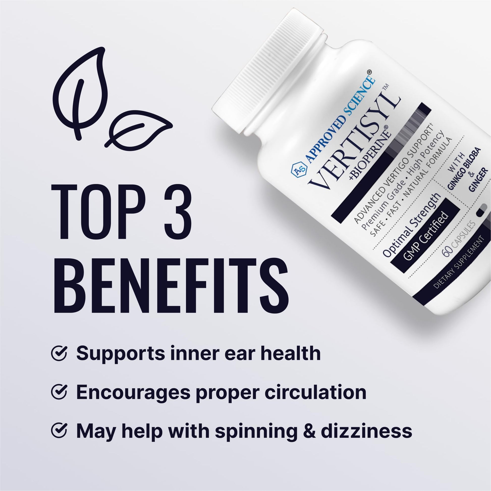 Approved Science VertiSyl - Ginkgo Biloba, Ginger, Vitamin D3, BioPerine - 60 Capsules - 1 Month Supply Approved ScienceBuy Supplements Australia