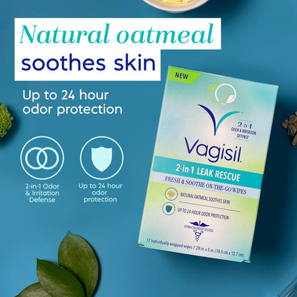 Vagisil 2-in-1 Leak Rescue Intimate Feminine Wipes for Women, Gynecologist Tested VagisilBuy Supplements Australia