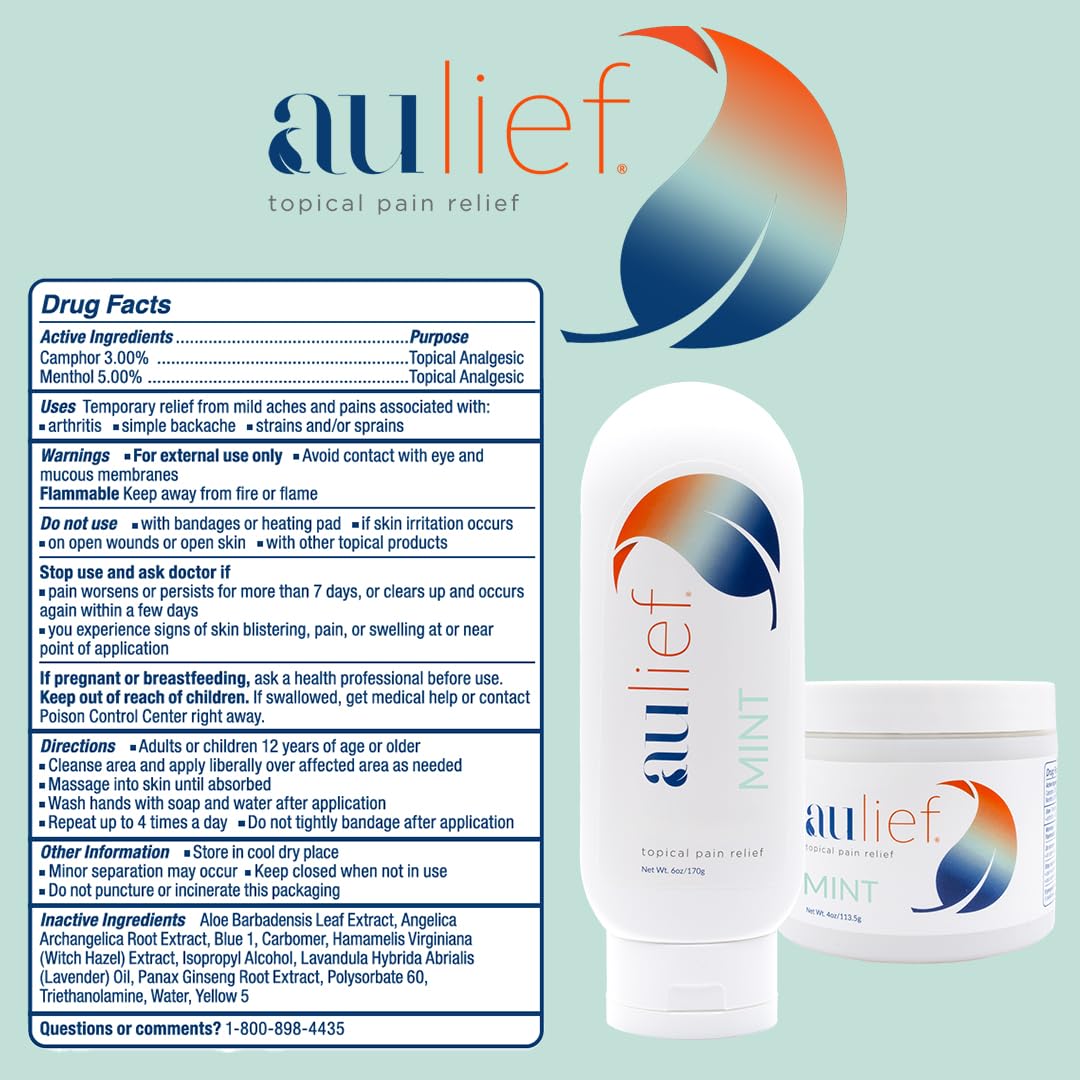 China-Gel Aulief Pain Relief Cream Arthritis & Muscle Rub for Sore Muscles & Joint Pain, Neck, Knee & Back Aches, Premium Mint Green Topical Gel, 4 oz Jar China-GelBuy Supplements Australia
