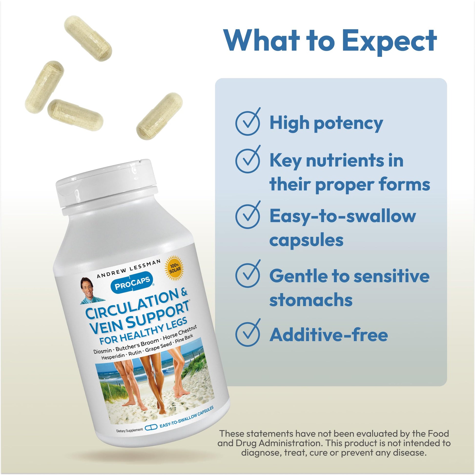 ANDREW LESSMAN Circulation, Vein Support for Healthy Legs 180 Capsules - High Bioactivity Diosmin, Butcher's Broom, Visibly Reduces Swelling and Discomfort in Feet, Ankles, Calves, Legs ANDREW LESSMANBuy Supplements Australia
